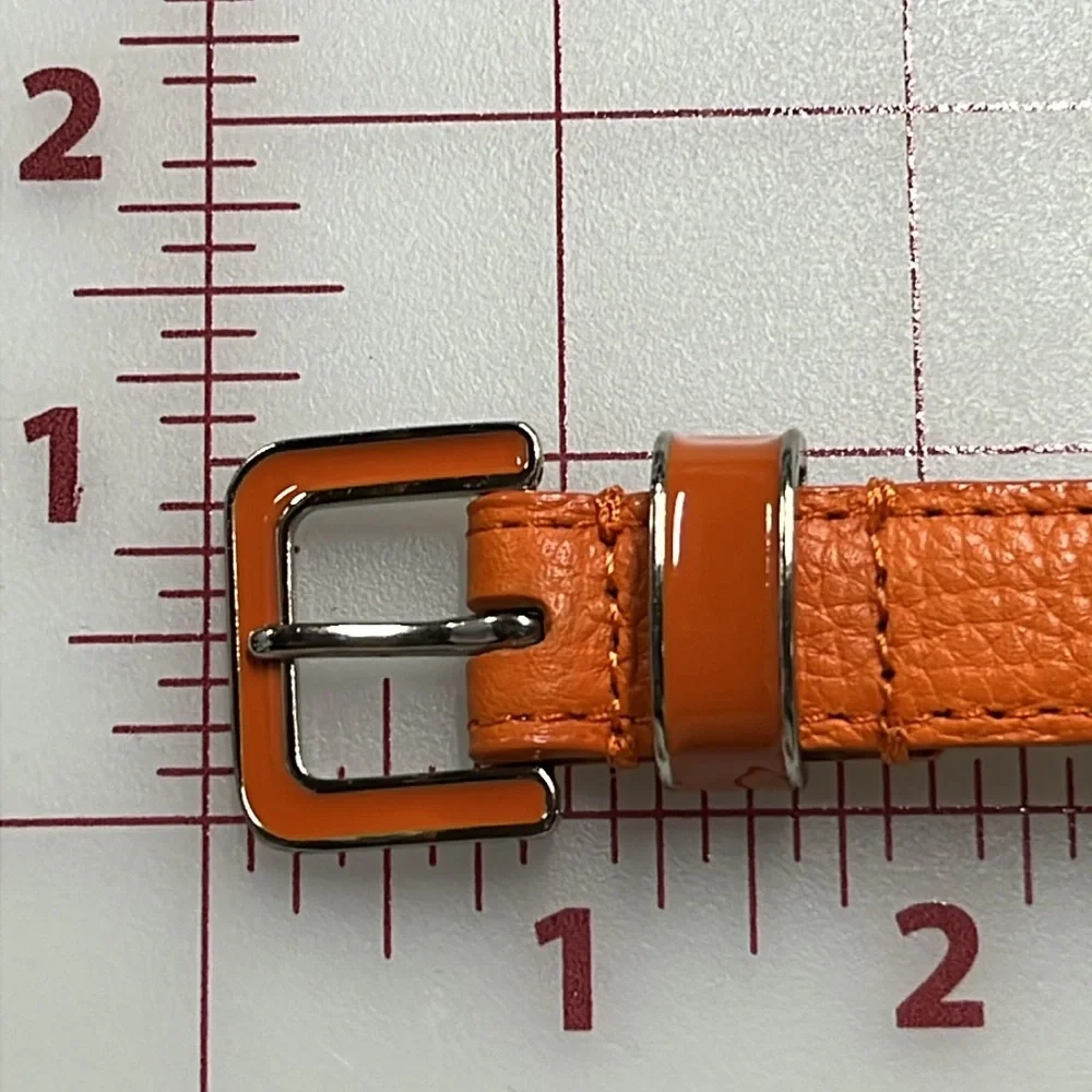 TALBOTS Career/Resort Leather Enamel Buckle Orange Preppy Textured Belt SZ M 41